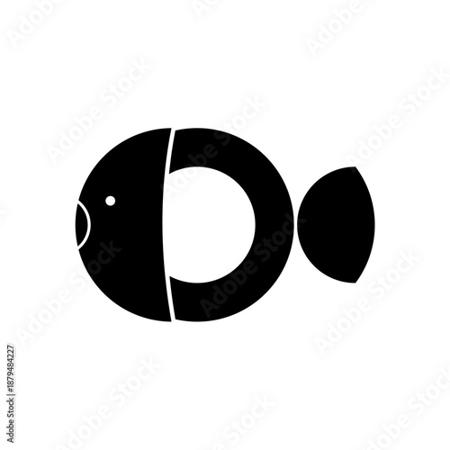 minimalist and elegant black and white fish logo