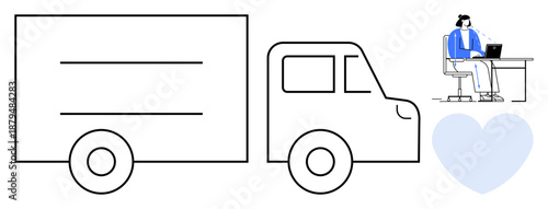 Delivery truck concept. Delivery connects logistics with customer support for smooth service. Delivery ensures efficient supply chain and customer satisfaction. Use for logistics, retail, e-commerce