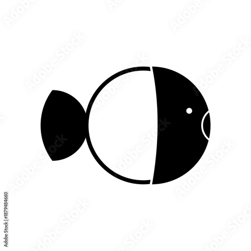 minimalist and elegant black and white fish logo