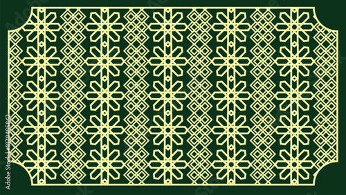 Ramadan kareem islamic background with color green and cream shape line mubarak arabic square geomatric decoration ornament border 