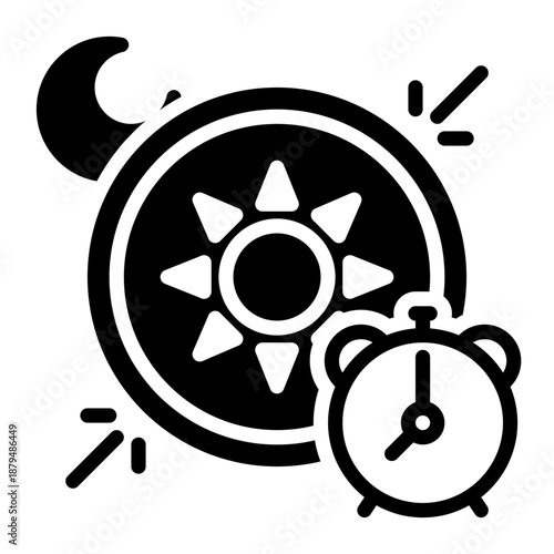 alarm clock icon, glyph icon style