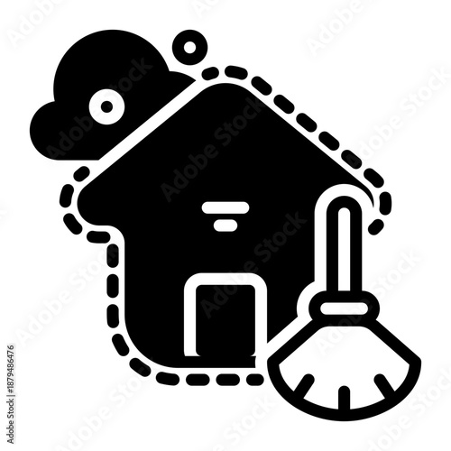 house cleaning icon, glyph icon style