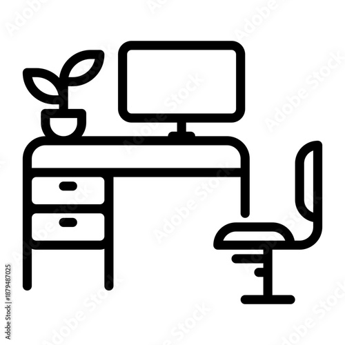 desk icon, line icon style