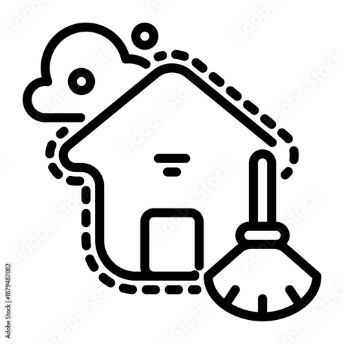 house cleaning icon, line icon style