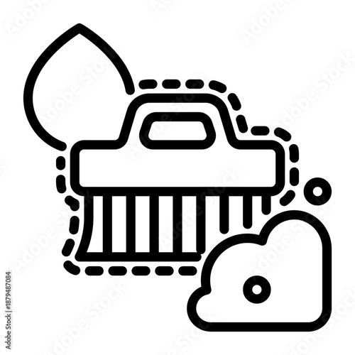 cleaning brush icon, line icon style