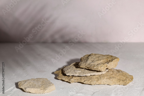 Decorative stone podiums on...