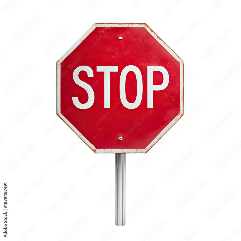 Obraz premium Red stop sign on a white background.