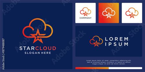 Star cloud logo design template.
