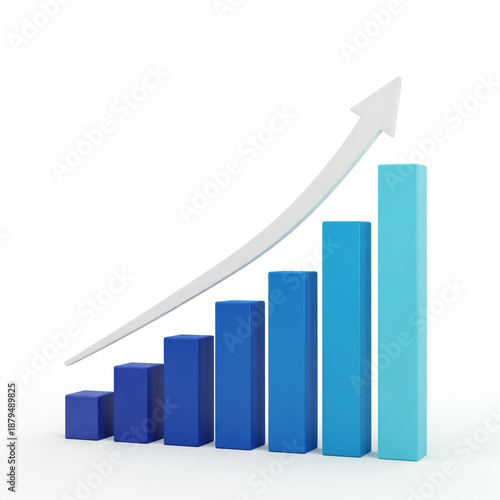 Minimalist blue rising bar chart vector isolated on white