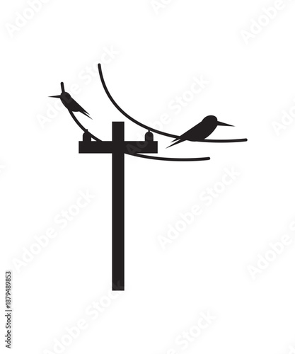 electric pole with birds icon, vector best flat icon.