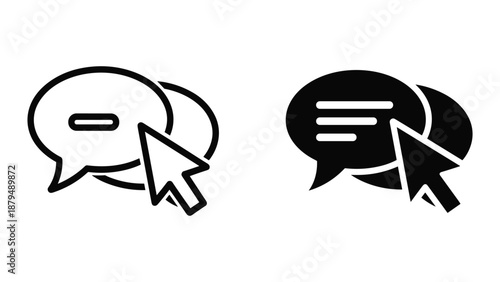 Simple chat bubble icon with cursor pointer