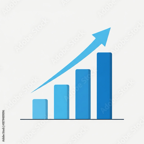 Minimalist blue rising bar chart vector isolated on white