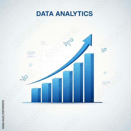 Minimalist blue rising bar chart vector isolated on white