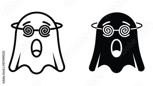 Ghost character with spiral eyes and surprised expression