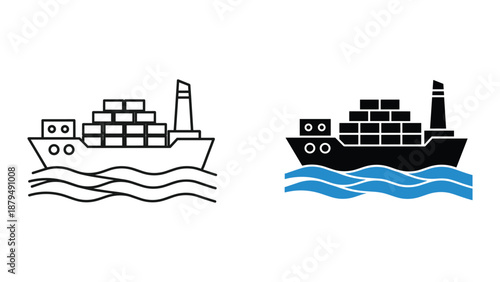 Cargo ship illustration set