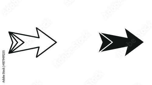 Simple black and white arrow icons for directional guidance