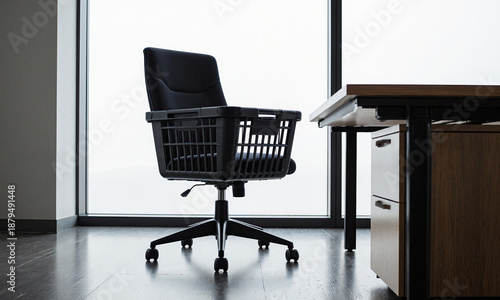 Shopping Cart Office Chair. A sleek, modern office chair, but the seat and back are made from a cleverly reshaped