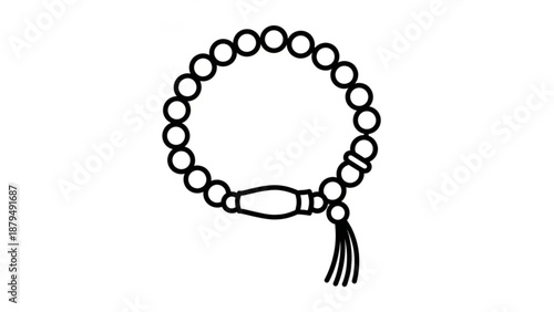 Black Beaded Bracelet with Tassel