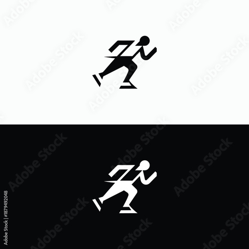 This abstract logo depicts a stylized human figure in an energetic running motion, emphasizing momentum and forward progress.