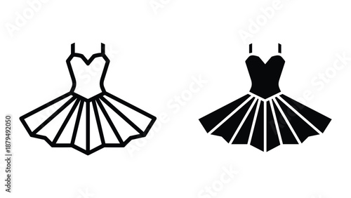 Simple black and white dress illustration