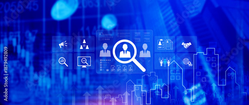 Job search concept. HR or Hiring Human Resources, unemployment finding job search for resume register job interview, find your career. headhunting and recruitment process. not ai © rawintanpin