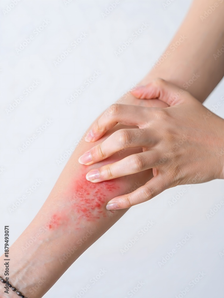 Fototapeta premium Irritated Skin on Arm - Close-up of Rashes and Itching