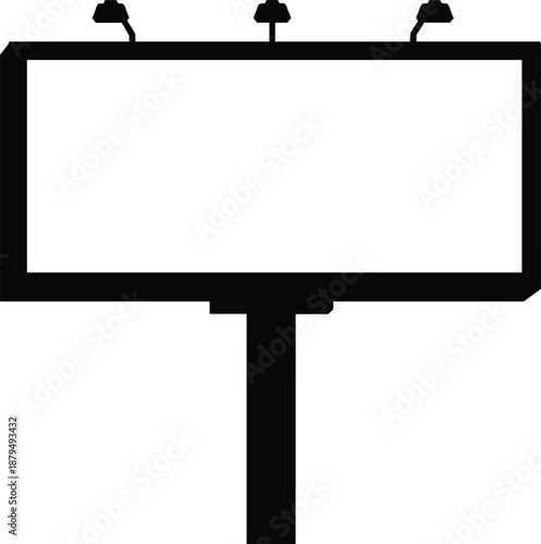 Blank billboard silhouette with lights for outdoor advertising, marketing display, roadside promotion sign isolated on white background vector design