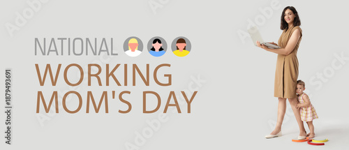 Working mother with laptop ...