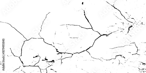 White and black rough, scratch, splatter grunge pattern design brush strokes. ground cracks, breaks on land surface from earthquake. white plaster cracked old wall vintage design.