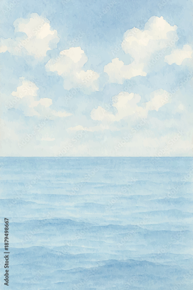 Fototapeta premium blue ocean with white clouds in the sky