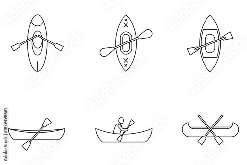 boat kayak Set 6 icon simple, vector illustration on white background