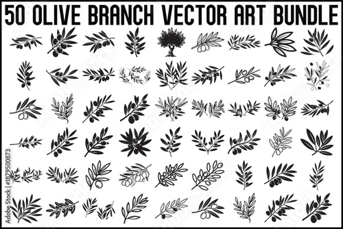 50 Olive Branch Vector Art Bundle