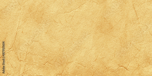 A close up view of a textured aged and light brown parchment paper background with subtle creases