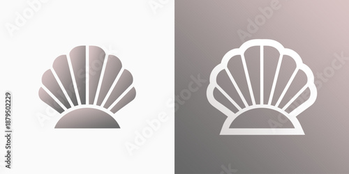 Artistic seashell vector logo design with a modern, simple, clean, and abstract style. Icon for business, adventure, vacation, and personal branding.