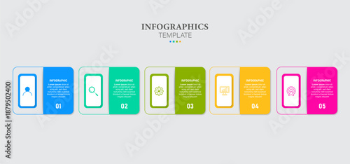 Creative concept for infographic with 5 steps, options, parts or processes. Business data visualization
