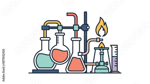 Colorful Chemical Experimentation A Detailed Illustration of Science.