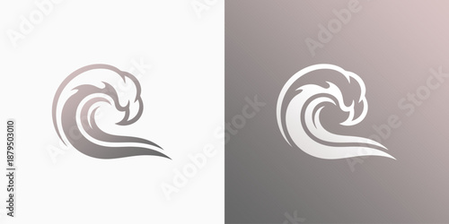 Artistic wave-shaped vector logo design with a modern, simple, clean, and abstract style. Icon for business, adventure, vacation, and personal branding.