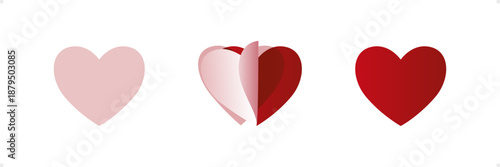 Valentines Day vector illustration with pink red true love open heart shapes on transparent background