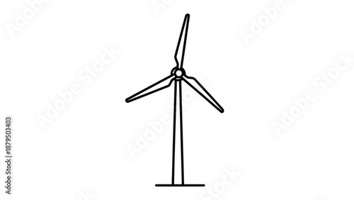 A wind turbine standing tall in a serene landscape, viewed from a slight angle, capturing the tranquility of the environment