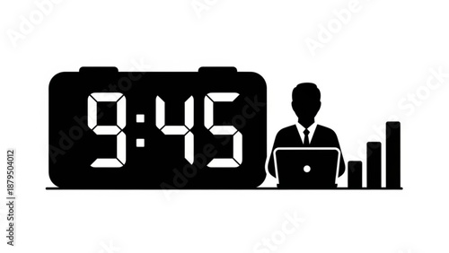 45, with graphs in the background, captured from a straightforward perspective.