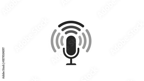 Microphone Capturing Sound Waves, Illustration of Audio Recording Technology