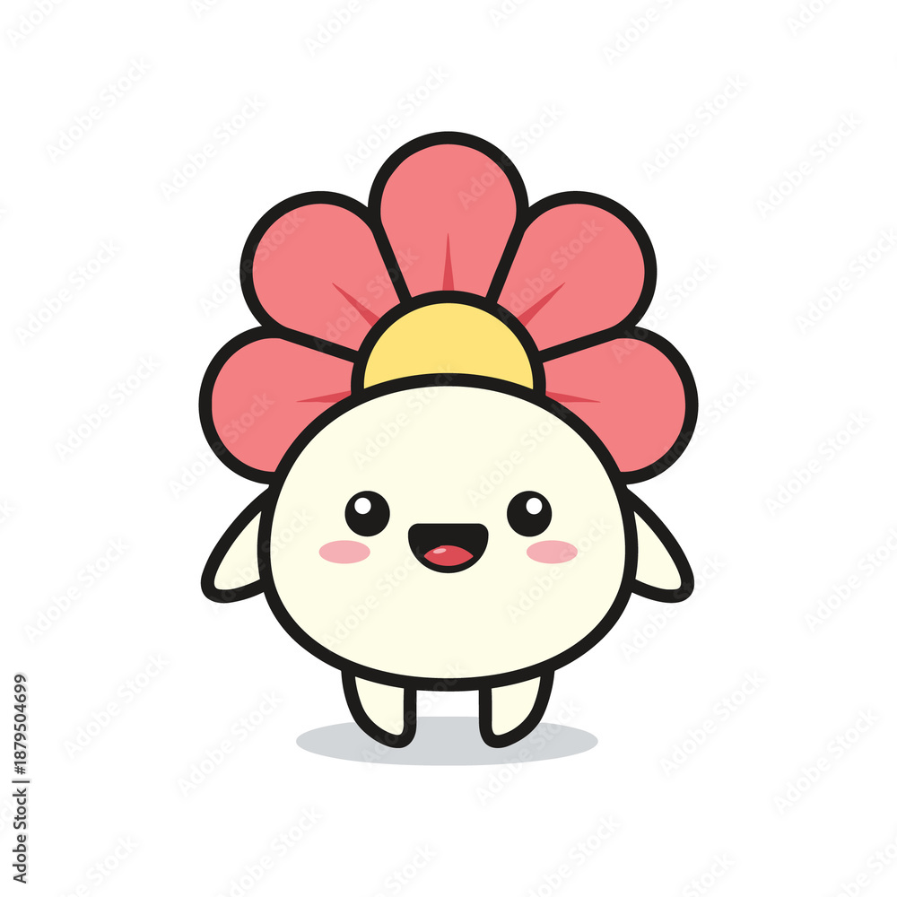 Fototapeta premium Adorable Cartoon Flower Character Illustration