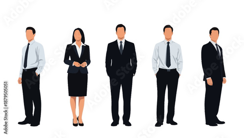 Diverse Business Professionals in Formal Attire Standing Together