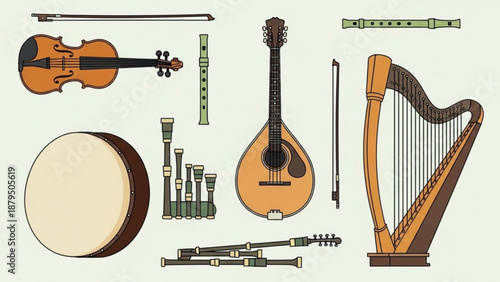 Musical Instruments Flat Lay