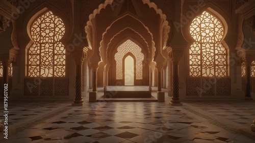 Majestic Middle Eastern architecture with intricate arches and ornate columns