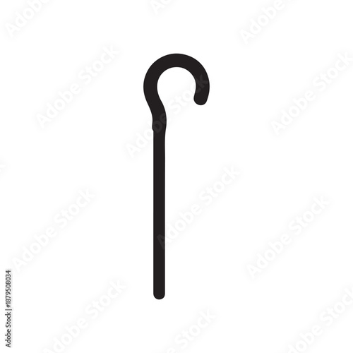 Shepherd crook stick silhouette vector flat illustration design.
