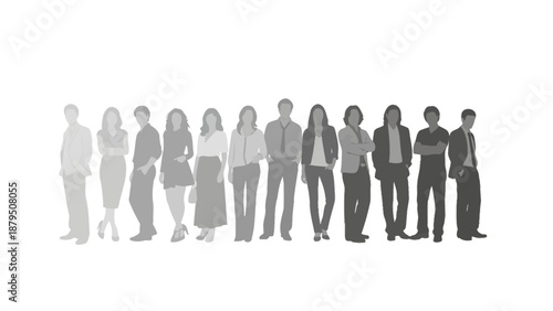 Diverse Group of People Standing Together in a Row - Business and Lifestyle Concept