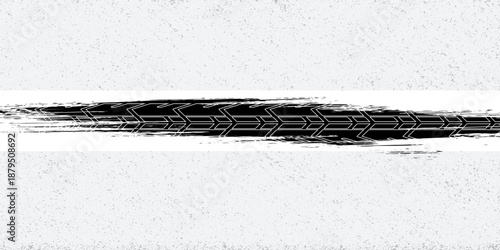 Grunge tire track, wheel braking marks. Truck, car or motorcycle tread pattern silhouette. Auto race, motorsport, speed racing design element. Vector illustration