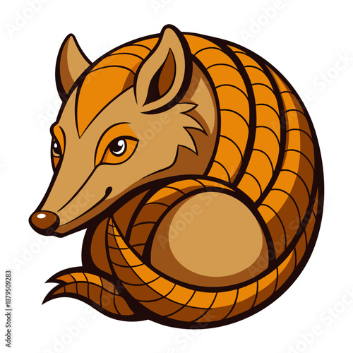 Cute armadillo curled up illustration