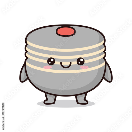 Cute cartoon character illustration of a grey dumpling